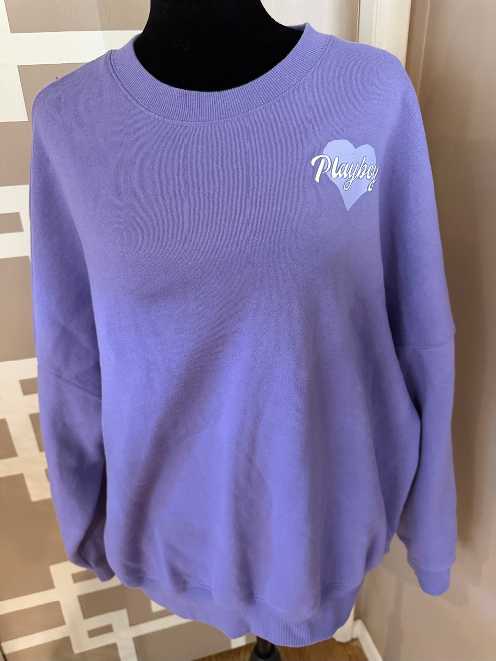 PLAYBOY by PacSun Oversized Lavender Purple Heart Crewneck Sweatshirt, NWOT